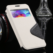 with Logo Luxury Window View Leather Case for Samsung Galaxy S5 i9600 Card Stand Flip Phone