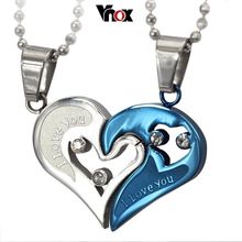 Fashion lovers necklaces pendants stainless steel heart shape pendant for couple gift
