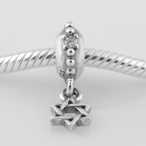 Fits Pandora Original Charms Bracelet 925 Sterling Silver Bead Hexagonal Star Pattern Charm DIY Jewelry Findings
