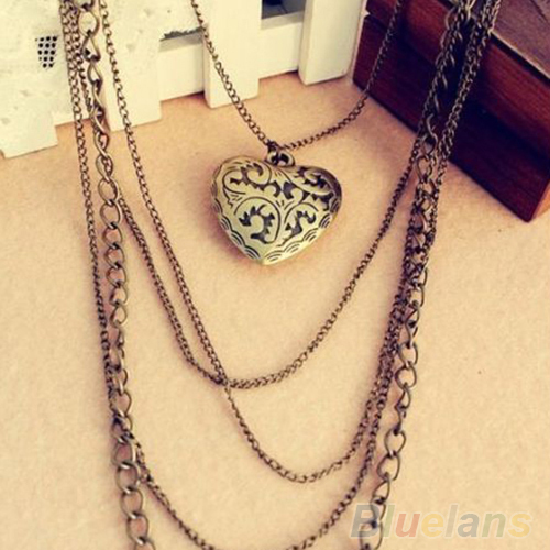 2014 Women New Jewelry Fashion Heart Pattern Retro Long Pendant Sweater Chain Necklace pendants 1O5O