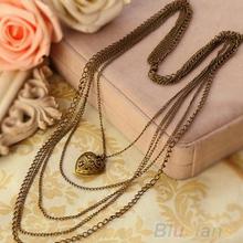 2014 Women New Jewelry Fashion Heart Pattern Retro Long Pendant Sweater Chain Necklace pendants 1O5O