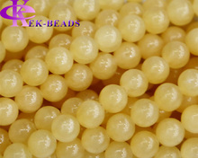 Wholesale Natural Genuine Yellow Honey Jade Round Loose Stone Beads 3-18mm FitJewelry DIY Necklaces or Bracelets 16″ 03463