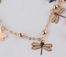 Hot Sell Foot Jewelry Fashion Women 18k Gold Plated Decorate Beads Beautiful Dragonfly Anklet Jewelry Bracelet