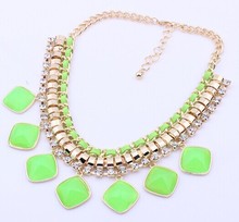 Fluorescent yellow statement bib necklace k pop green cameo hip hop jewelry maxi colar collier jewelery