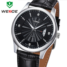 New WEIDE Luxury Complete Calendar Genuine Leather Strap Men s Fashion Dress Watches Sapphire Swiss Quartz