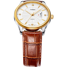 New WEIDE Luxury Complete Calendar Genuine Leather Strap Men s Fashion Dress Watches Sapphire Swiss Quartz