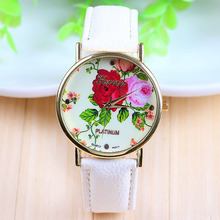New Arrival Hot Selling Mint Green Leather Flower Watch Rose Geneva Watch Flower Women Dress Watch
