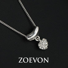 ZOEVON White Gold Plated Clear Crystal Rhinestones Heart Shaped Hanging Pendant Necklace Love Gift Jewelry GN063D