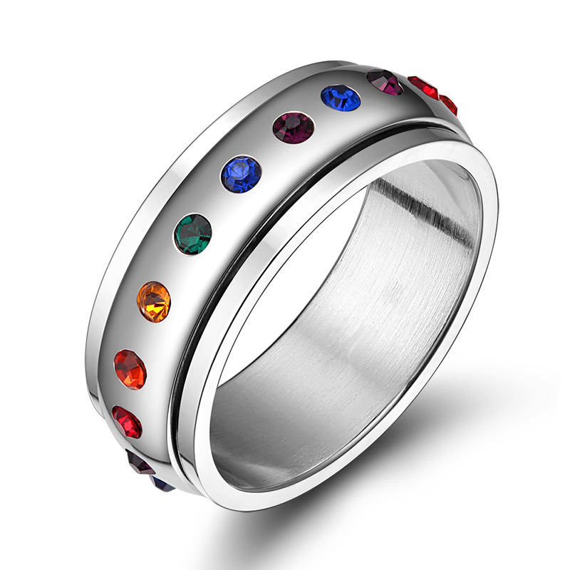 fashion rotating spinner ring for men and women stainless steel gay jewelry