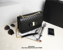 2014 direct selling genuine leather ferra bag luxury brand designer women shoulder with metal chain messenger