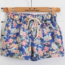 Free Shipping Women Fashion Floral Elastic Waist Drawstring Cotton Shorts For Female Short Pants Woman Casual