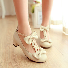 New 2014 The low heeled comfortable sweet pastoral style women pumps women shoes Big US size