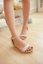 Free shipping 2014 Summer women shoes fashion flat heels Wedges women sandal Quality PU Big szie