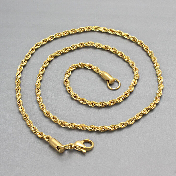 High Quality 18k gold twist chain necklace stainless steel DIY jewlery for men and women
