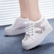 2014 cutout breathable platform shoes lace gauze single shoes elevator low casual shoes female sandals Diamond