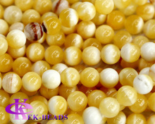 Wholesale Natural Genuine Yellow Honey Jade Round Loose Stone Beads 3-18mm Fit Jewelry DIY Necklaces or Bracelets 16″ 03482