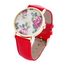 Vintage Jewelry High quality Trendy Watch Women s Peony Pattern Flower Watch with PU Strap Watches