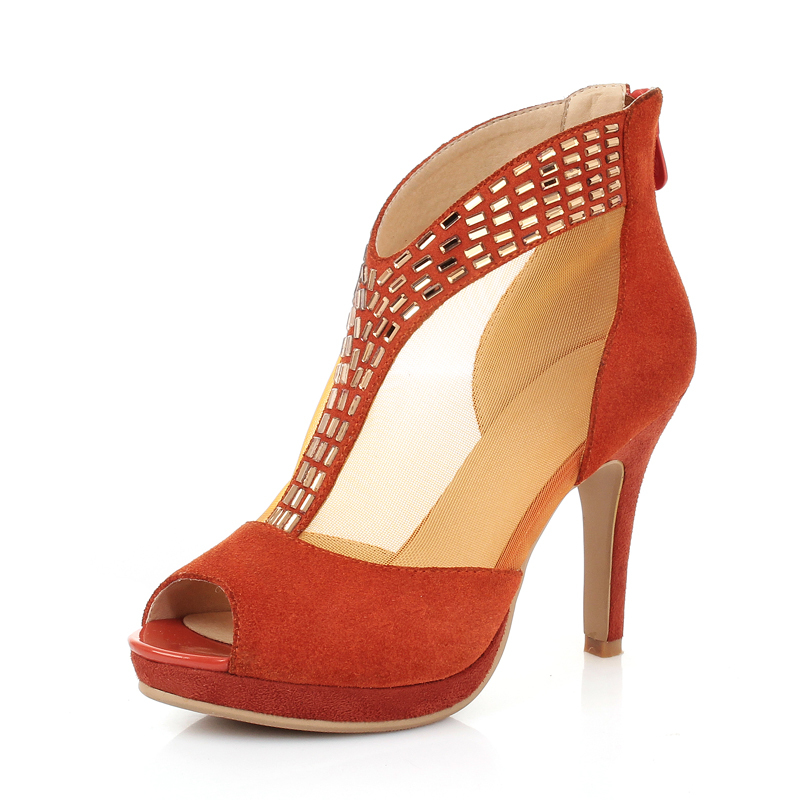 High Heel Sandals Platform Fashion Women Dress Sexy Gauze Leather Y Shape Rhinstone Footwear EUR Size