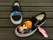 One Piece Vans Original Black Shoes Luffy Hand Painted Slip On Canvas Shoes Vans Sneakers for
