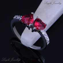 Classic Heart Red Ruby CZ Diamond 925 sterling Silver Rings for Women Wedding Jewelry Free Gift