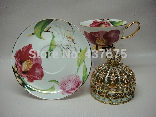England Traditional Afternoon Tea Set Fine Bone China Water Color Bloom Teacup Coffee Cup and Saucer