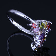 Exquisite Garnet Peridot Amethyst Morganite Combine Topaz Flower Rings 925 Sterling Silver Rings for Women Free