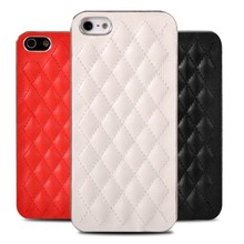 Fashion Luxury PU Leather Case for iphone 5 5S lambskin Grid Pattern ultra thin cell phone hard case for iphone5 ac1034