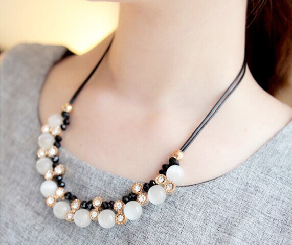 New fashion jewellery opals choker necklace kpop high quality women s necklaces with stones collars sautoir