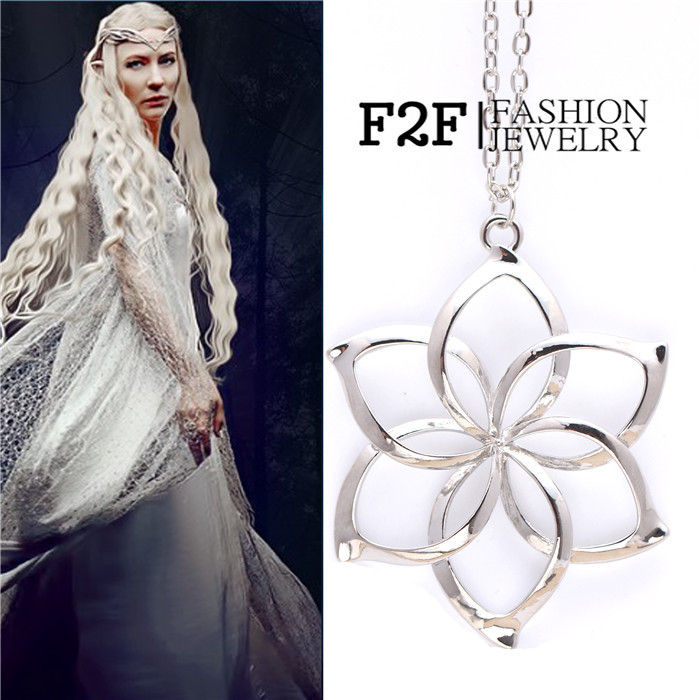 For the lord Of The Ring Elven Qween Galadriel Flower Pendant jewelry for women