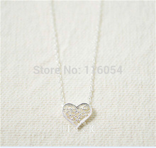 Free Shipping Silver 18K Gold Lace Style Filigree Heart Necklace Cute Tiny Heart Love Necklace For