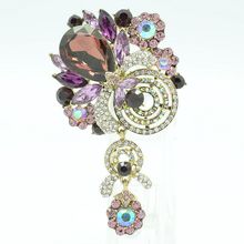 2015 Vintage Style Black Crystals Rhinestone Drop Brooches Bouquet Flower Brooch Broach Pin for Women Accessories