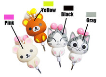 cheese cat cartoon automatic retractable earphones for mobile phone cartoon earphones cute headphone