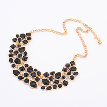 Fashion rhinestone Necklace vintage colorful splicing gem choker bib necklace women jewelry wholesale 2014 Free Shipping