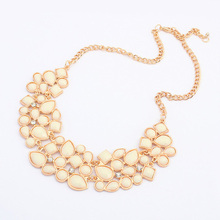 Fashion rhinestone Necklace vintage colorful splicing gem choker bib necklace women jewelry wholesale 2014 Free Shipping