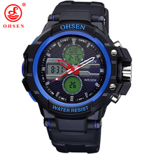Moda hombres Boy relojes deportes exterior Casual Watch 2 zona horaria de cuarzo Digital LED 30 M impermeable natación buceo militar reloj de pulsera