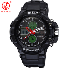 Fashion Men Boy Sports Watches Outdoor Casual Watch 2 Time Zone Digital Quartz LED 30M Waterproof