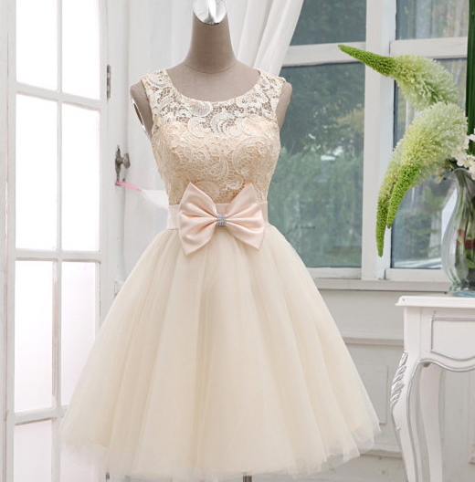 Short Prom Dress Evening Dress special occasion dresses Short Design Bow Lace Up Prom Dresses Red Champagne Sleevesless