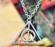 One Pcs free shipping Fashion pendant Triangle Hot movie harry potter deathly hallows silver Long Chian