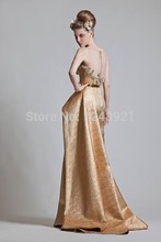 2015 Limited Real Krikor Jabotian Designer Scoop Sleeves Beads Wedding Dress Slits Long Back Exaggerated Luxury Sepcial Women