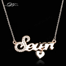 Seven Love Heart Cubic Zirconia Necklaces & Pendants Gold Plated Fashion Vintage Jewelry For Women Chains Accessiories DFN076