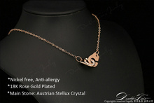 Handcuffs Of Love CZ Diamond Necklaces Pendants 18K Gold Plated Fashion Brand Jewelry For Women Chains