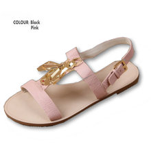 2015 Summe Export Original Single Fashion Flat Flip Flops, Genuine Leather Women’s Sandals, Metal Bee Decoration Lady shoes