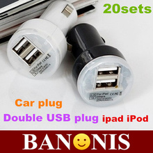 High quality double USB for the iPhone apple iPod car battery charger,portable car plug,5v 2.1A,consumer electronic products,20X