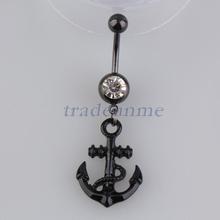 Free shipping Popular New Anchor Dangle Belly Button Ring Navel Ring Body Piercing Jewelry Black