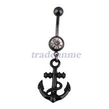 Free shipping Popular New Anchor Dangle Belly Button Ring Navel Ring Body Piercing Jewelry Black