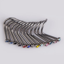 Free shipping Popular 20pcs Mix Colors Rhinestone Nose Studs Ring Bone Bar Pin Piercing Jewelry #TAE