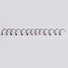 Free shipping Popular 20pcs Mix Colors Rhinestone Nose Studs Ring Bone Bar Pin Piercing Jewelry TAE