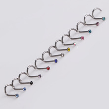 Free shipping Popular 20pcs Mix Colors Rhinestone Nose Studs Ring Bone Bar Pin Piercing Jewelry TAE