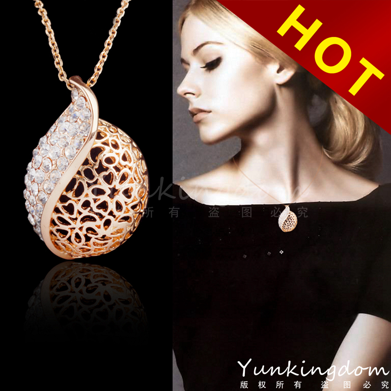 Free shipping 46 5 cm Chain 18K Gold Filled Unique fashion conch shaped hollow women necklaces