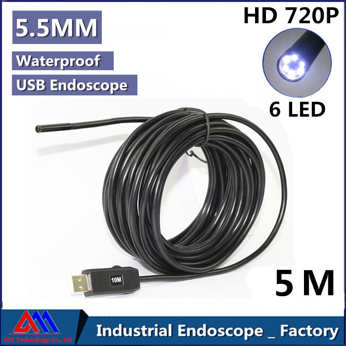 Newest Mini 5 5mm Lens 1 3MP 720P HD USB Endoscope 6 LED IP67 Waterproof Camera